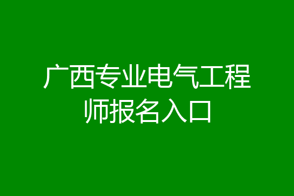 广西专业电气工程师报名入口