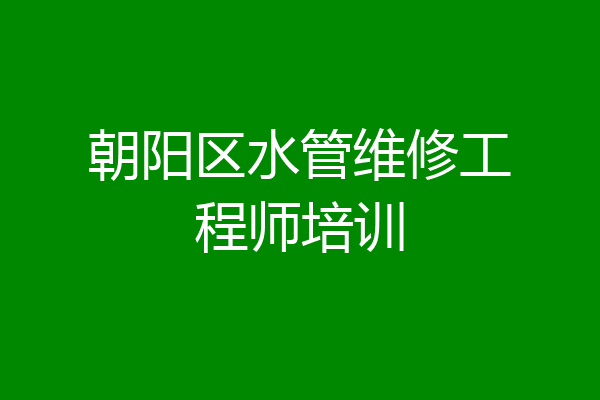 朝阳区水管维修工程师培训