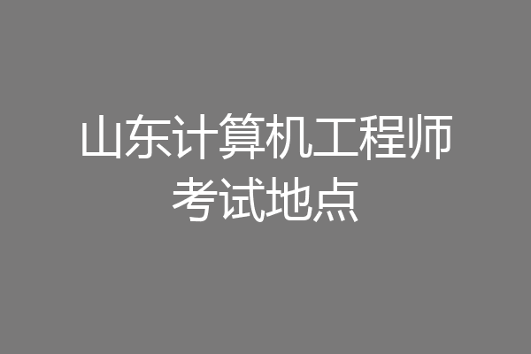 山东计算机工程师考试地点