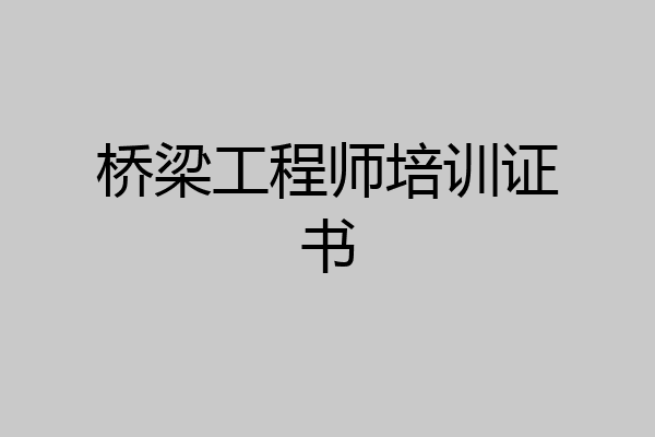 桥梁工程师培训证书