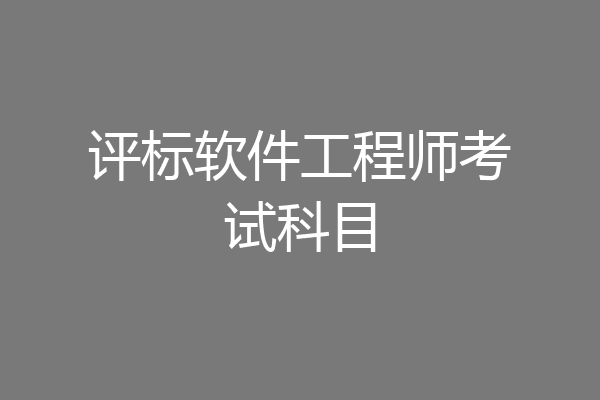 评标软件工程师考试科目
