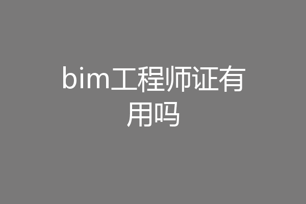 bim工程师证有用吗