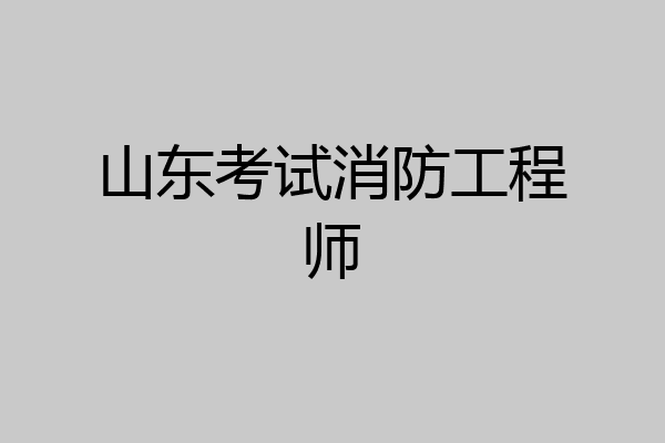 山东考试消防工程师