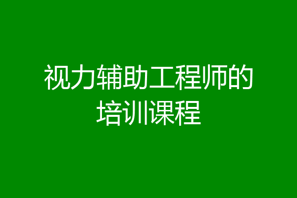 视力辅助工程师的培训课程