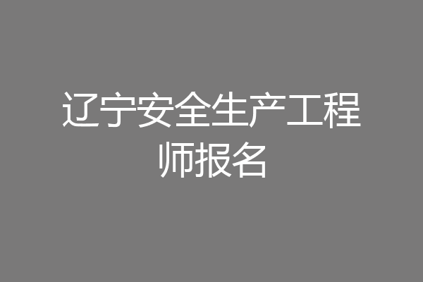 辽宁安全生产工程师报名