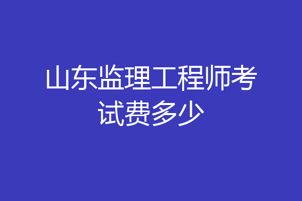 山东监理工程师考试费多少