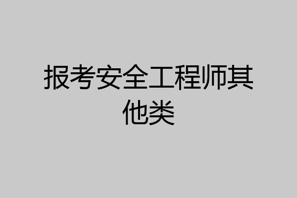 报考安全工程师其他类