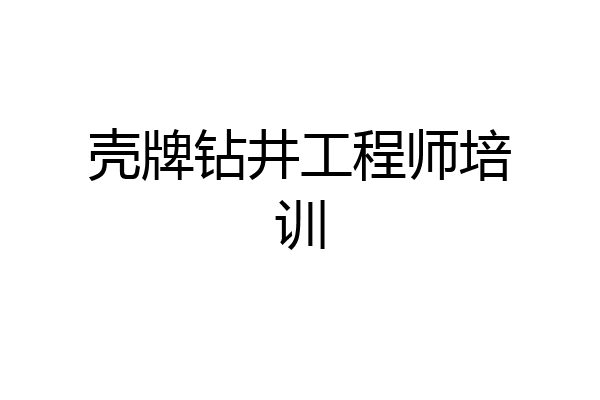 壳牌钻井工程师培训