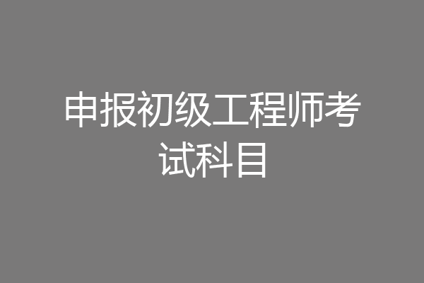 申报初级工程师考试科目