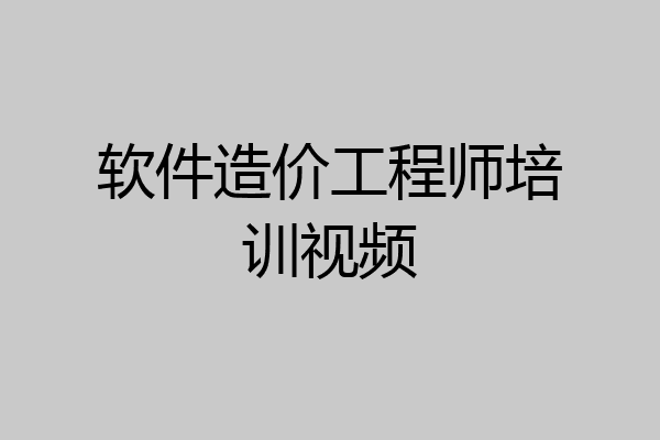 软件造价工程师培训视频