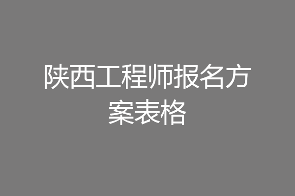 陕西工程师报名方案表格