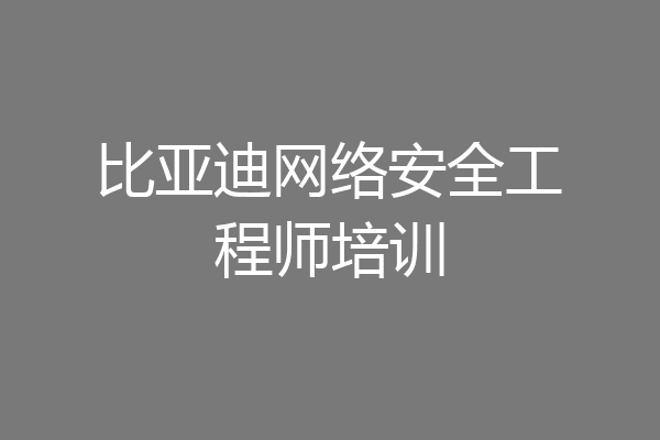 比亚迪网络安全工程师培训