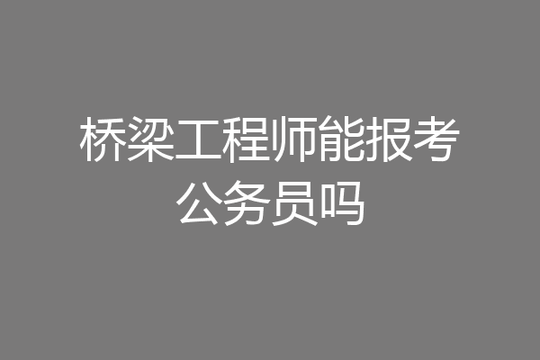 桥梁工程师能报考公务员吗