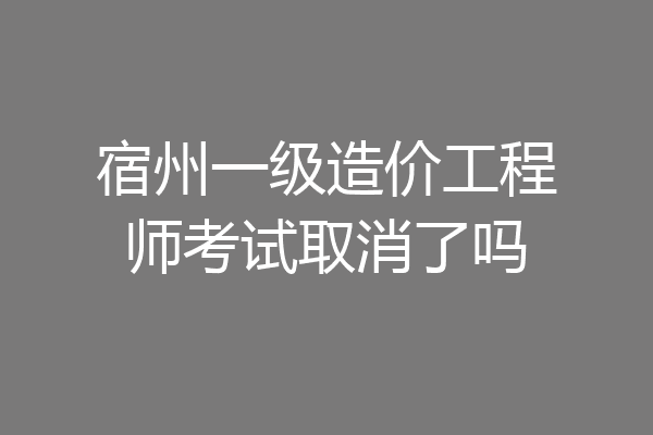 宿州一级造价工程师考试取消了吗