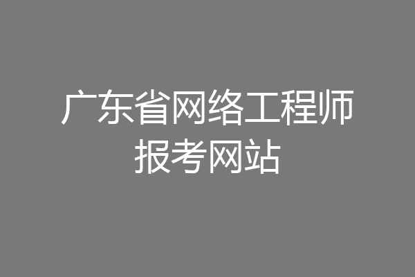 广东省网络工程师报考网站