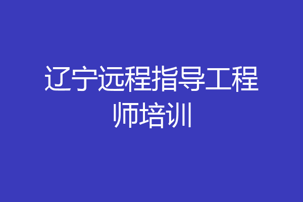 辽宁远程指导工程师培训