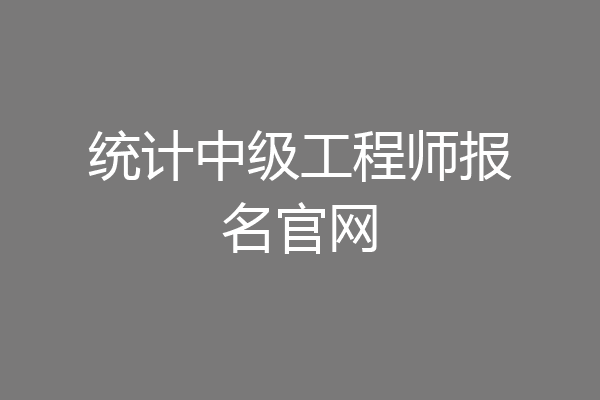 统计中级工程师报名官网