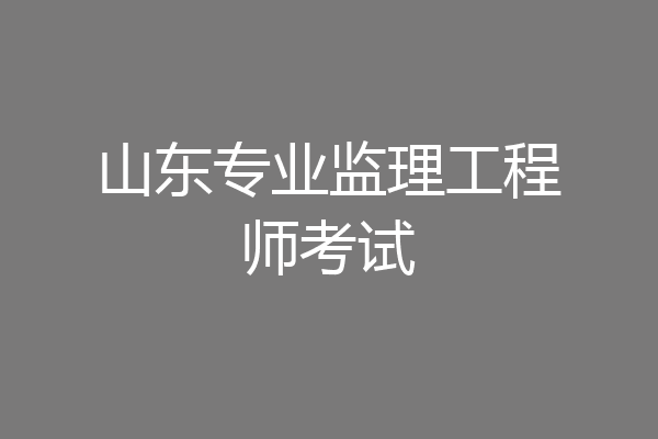 山东专业监理工程师考试