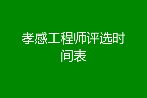 孝感工程师评选时间表