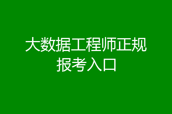 大数据工程师正规报考入口