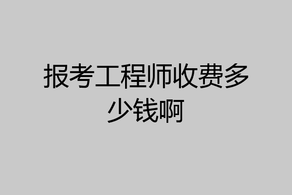 报考工程师收费多少钱啊