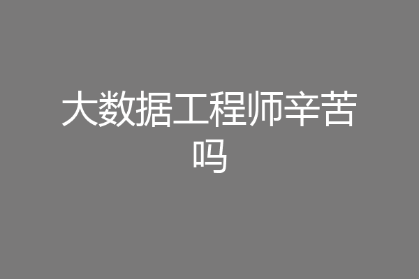 大数据工程师辛苦吗