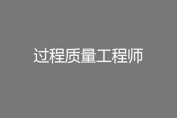 过程质量工程师