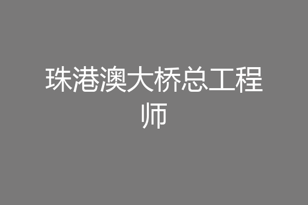 珠港澳大桥总工程师