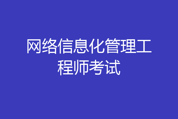网络信息化管理工程师考试