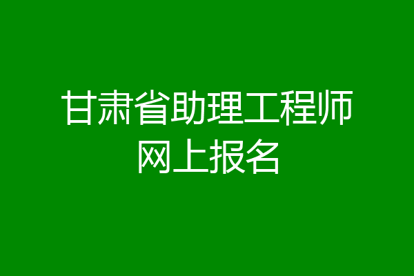 甘肃省助理工程师网上报名