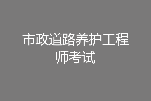 市政道路养护工程师考试