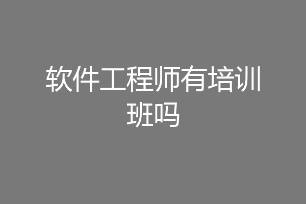 软件工程师有培训班吗