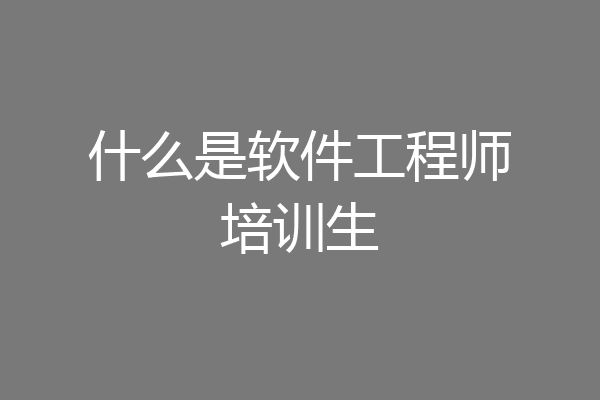 什么是软件工程师培训生