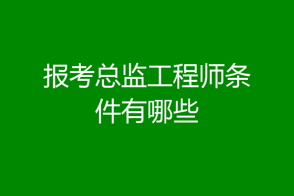报考总监工程师条件有哪些