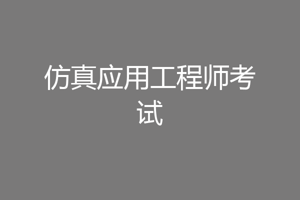 仿真应用工程师考试