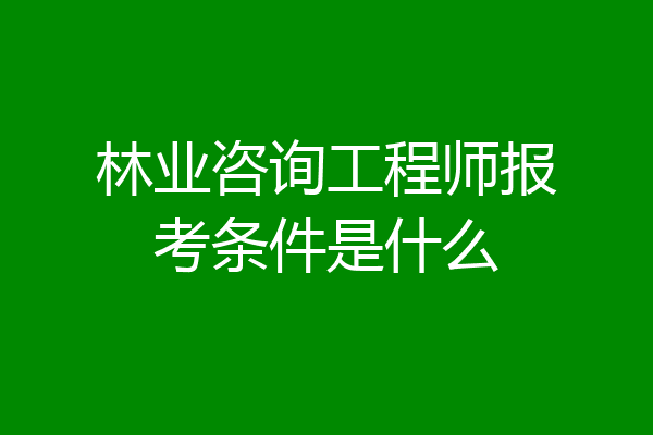 林业咨询工程师报考条件是什么