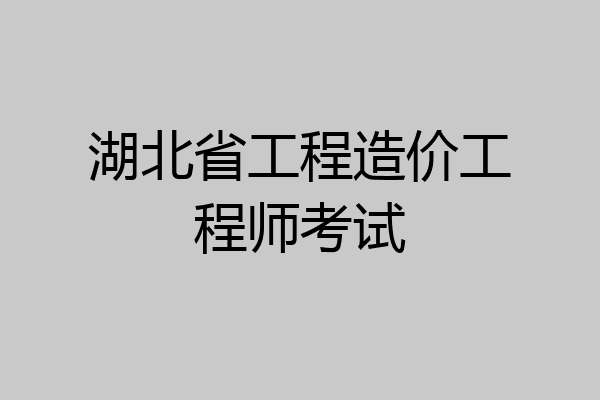 湖北省工程造价工程师考试