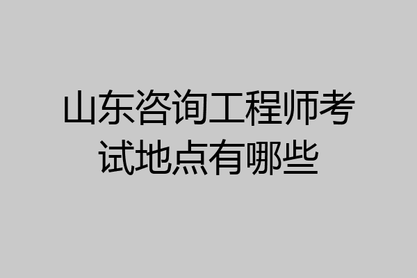 山东咨询工程师考试地点有哪些