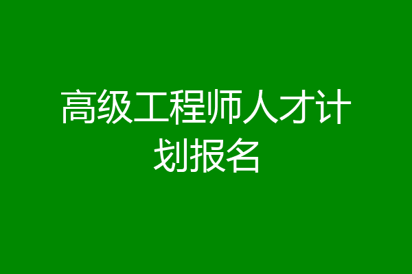 高级工程师人才计划报名