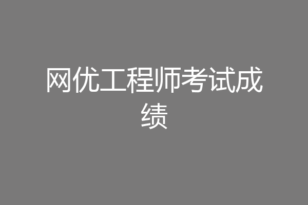 网优工程师考试成绩