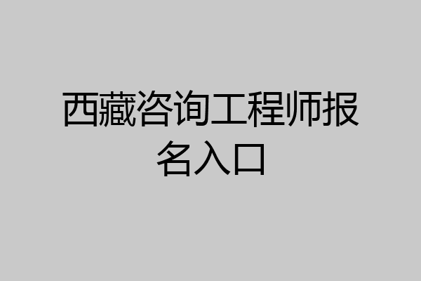 西藏咨询工程师报名入口