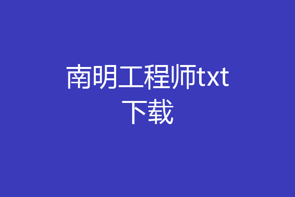 南明工程师txt下载