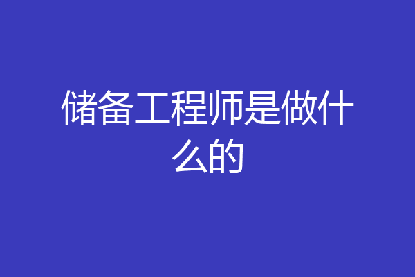 储备工程师是做什么的