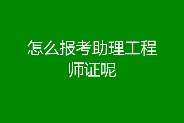 怎么报考助理工程师证呢