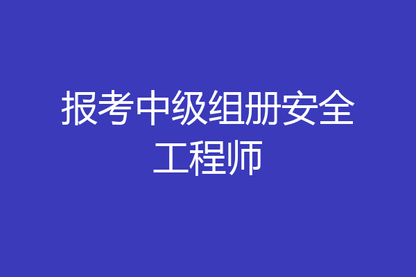 报考中级组册安全工程师