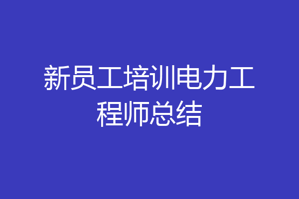 新员工培训电力工程师总结