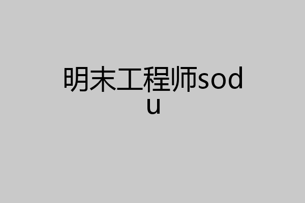 明末工程师sodu