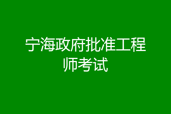 宁海政府批准工程师考试