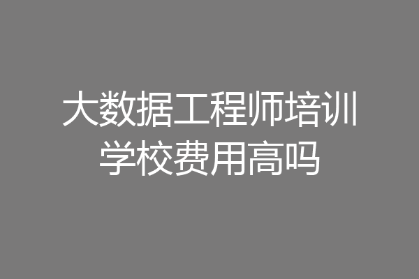 大数据工程师培训学校费用高吗