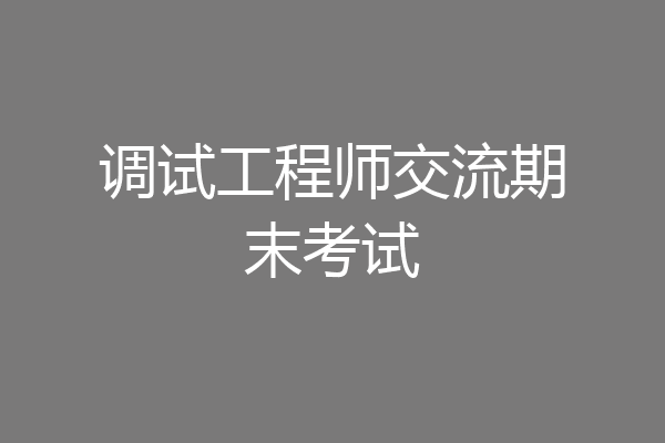 调试工程师交流期末考试